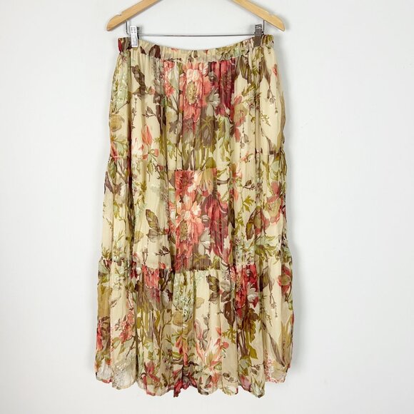 Women's Maxi Skirt Cottagecore Prairie Floral Fairy Flowy Y2K Size Large - Picture 2 of 6